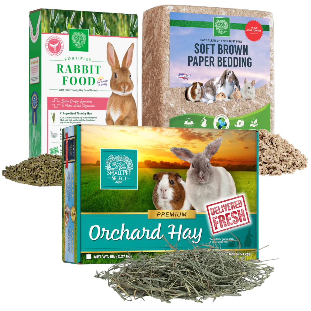 Premium Orchard Hay Bundle with Rabbit Food Pellets & Soft Bedding